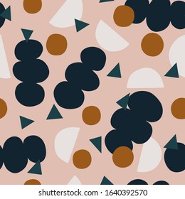 Cute and fun vector seamless pattern with different shapes. Modern geometrical texture.