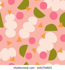 Cute and fun vector seamless pattern with different shapes. Modern geometrical texture.