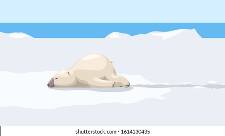 cute fun white bear on snow