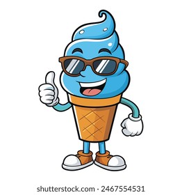 Lindo Funku Helado Mascota Lindo Helado Con Gafas De Sol Y Pulgares Para Arriba