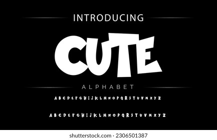 Cute Funky colorful cartoon font type. Vector alphabet