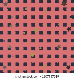 Cute Funky Pattern with golden stars. Vector Illustration