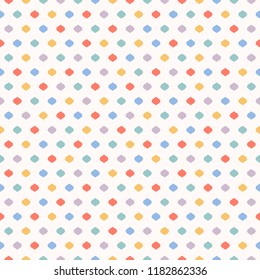Cute funky vector seamless pattern. Vector geometric texture with small colorful dots, confetti on white background. Simple abstract ornament for kids, boys and girls. Design for holiday decor, print