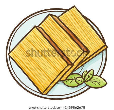 Cute and funny 3 pieces "Lapis Legit", a traditional cake from Indonesia