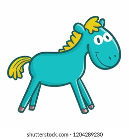 Cute and funny absurd green horse - vector