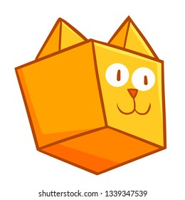 Cute and funny absurd orange square cat