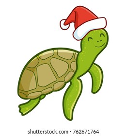 Cute Funny Adult Turtle Wearing Santas Stock Vector (Royalty Free ...