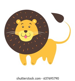 Cute funny african cat or lion vector flat cartoon sticker isolated on white. Wild animal illustration for game counters, price tags svg