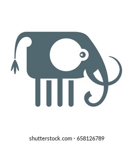 Cute funny african elephant. Cartoon animal icon, abstract logo or emblem. Vector Illustration.