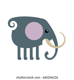 Cute funny african elephant. Cartoon animal icon, abstract logo or emblem. Vector Illustration.