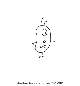 Cute funny alien. Design element, icon on the theme of UFO, space. Doodles vector illustration