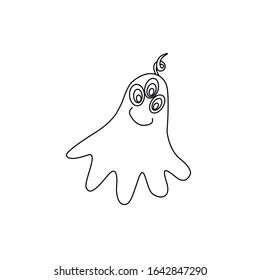 Cute funny alien. Design element, icon on the theme of UFO, space. Doodles vector illustration