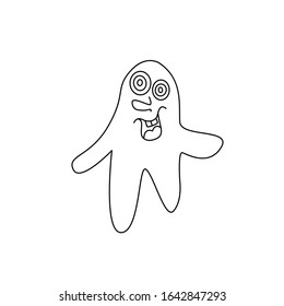 Cute funny alien. Design element, icon on the theme of UFO, space. Doodles vector illustration