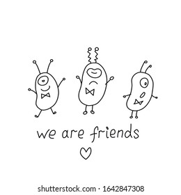 Cute funny alien. Design element, icon on the theme of UFO, space. Doodles vector illustration