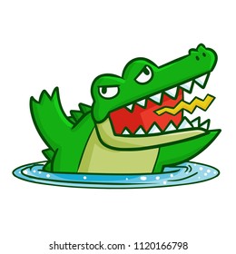 Cute and funny alligator get very mad - vector