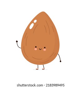 Cute funny almond nut character. Vector hand drawn cartoon kawaii character illustration icon. Isolated on white background. Almond nut character concept