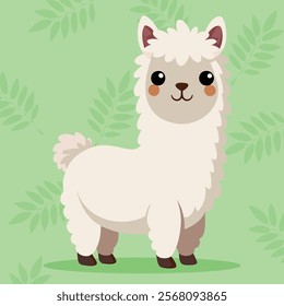 Cute and funny Alpaca. Baby Alpaca standing. Vector illustration Llama mammal character design with flat color. Lama can be used for design of t-shirts, posters and Baby Shower party and characters.