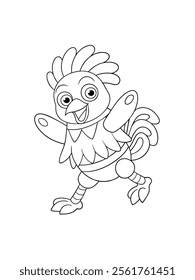 cute and funny animal cartoon drawing for kids colouring page