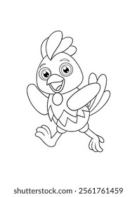 cute and funny animal cartoon drawing for kids colouring page