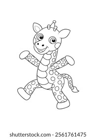 cute and funny animal cartoon drawing for kids colouring page