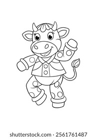 cute and funny animal cartoon drawing for kids colouring page