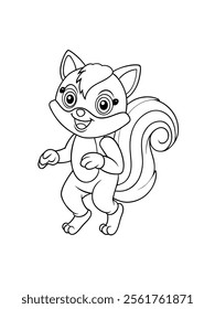 cute and funny animal cartoon drawing for kids colouring page