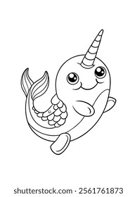 cute and funny animal cartoon drawing for kids colouring page