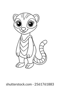 cute and funny animal cartoon drawing for kids colouring page