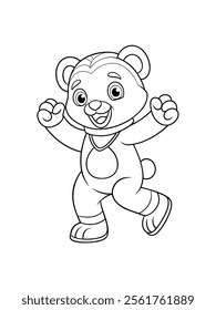 cute and funny animal cartoon drawing for kids colouring page