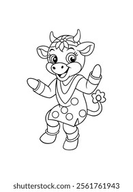 cute and funny animal cartoon drawing for kids colouring page