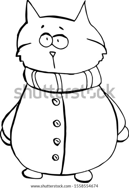 cute funny animal cat coat scarf stock vector royalty free