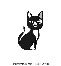 cute funny animal cat sitting. isolated on white background.stock vector illustration.