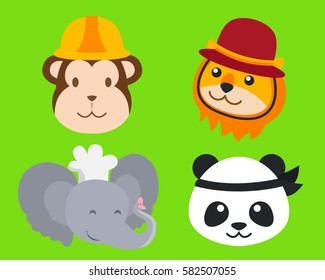 Cute Funny Animal Character Head