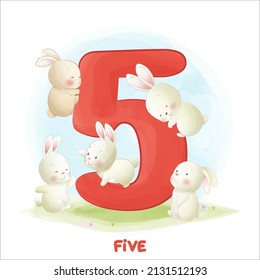 Cute funny animal font numbering collection