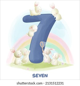 Cute funny animal font numbering collection