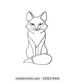 cute funny animal fox sitting.isolated on white background.stock vector illustration.