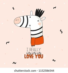 Cute and funny animal poster. Isolated. Color background. Vector. Good for t shirt design, stickers, cards and nursery decor. Scandinavian kids collection