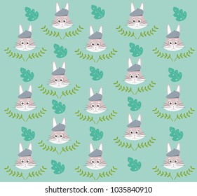 Cute and funny animals background pattern