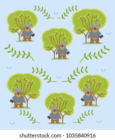 Cute and funny animals background pattern