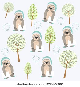 Cute and funny animals background pattern
