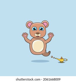 Cute and Funny Animals With Bear. Genie Character. Perfect For Mascot, logo, icon, and Character Design. Vector and illustration