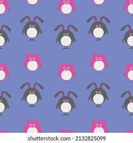 Cute funny animals. Beautiful round animals. Children's drawings of animals. Seamless pattern.