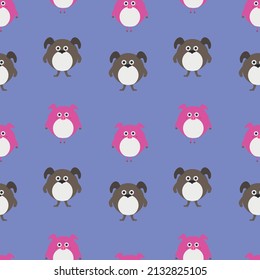 Cute funny animals. Beautiful round animals. Children's drawings of animals. Seamless pattern.