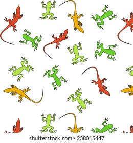 Cute funny animals frogs and lizards for baby clothes and linen. seamless pattern