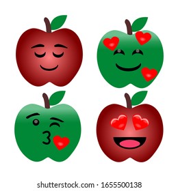 Cute funny apple vector illustration flat style isolated on a white background
