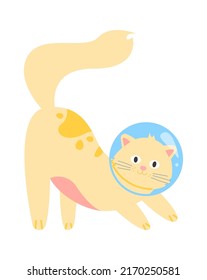 Cute Funny Astronaut Cat. Vector illustration