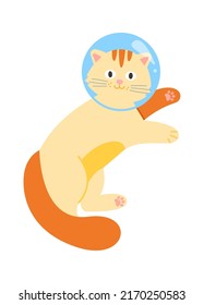 Cute Funny Astronaut Cat. Vector illustration