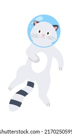 Cute Funny Astronaut Cat. Vector illustration