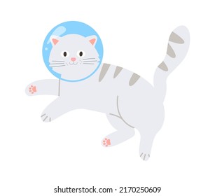 Cute Funny Astronaut Cat. Vector illustration