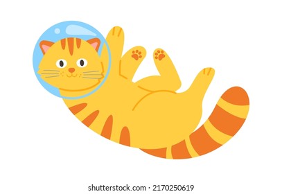 Cute Funny Astronaut Cat. Vector illustration